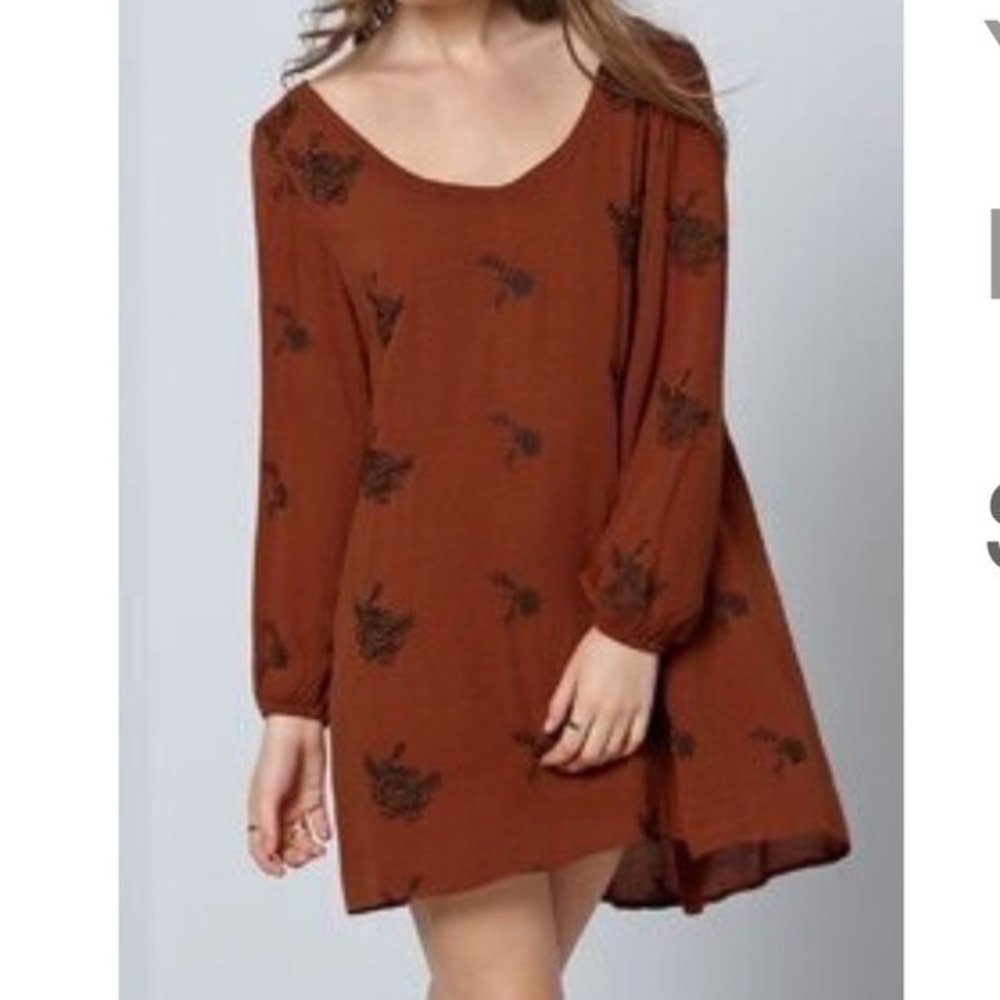 Burnt Orange Open Back‎ Long Mini Dress /Top XS